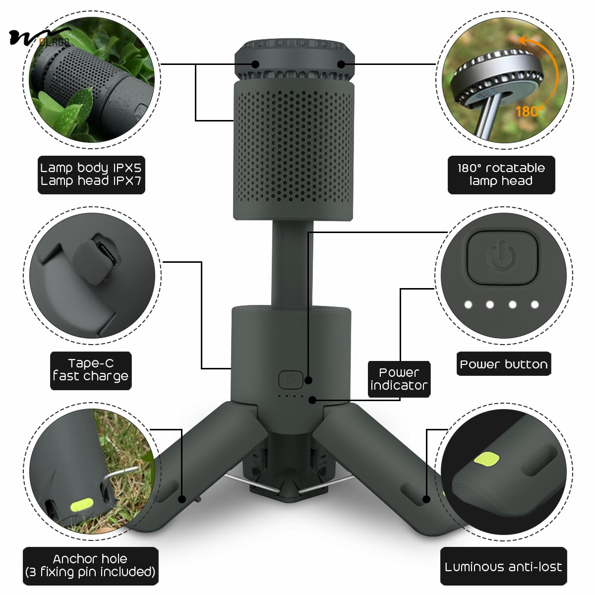 10000mah Batteries Camping Lantern Rechargeable with 32 LED Lights 50000 Working Hours