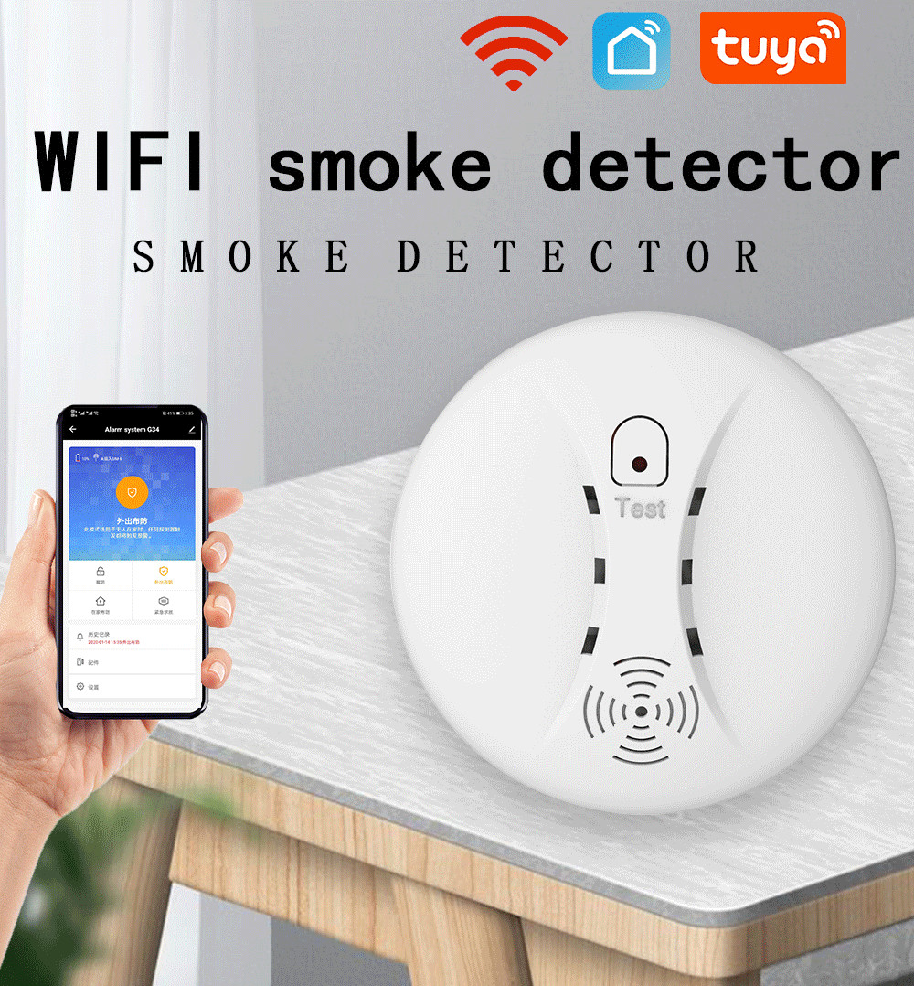 Battery Operated Smoke Fire Detector Photoelectric Sensor Alarms With Light Sound Warning