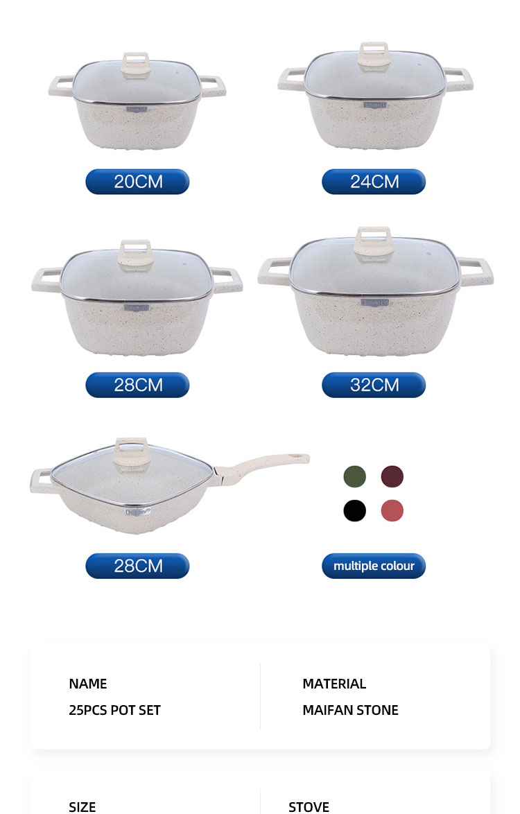 Amazon TOP Seller Induction Non-stick Cooking Pot Set Ollas 25pcs Aluminum Pot And Pans Set Cookware Set