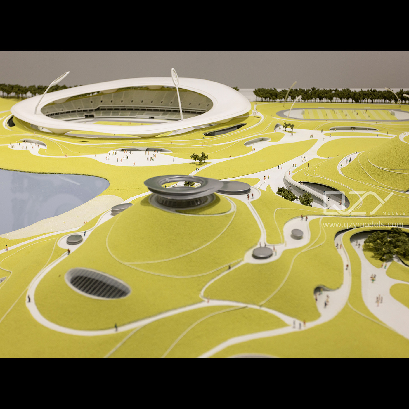 1/150 Scale Quzhou Sports Center Models Yellow Style Design Landscape Models