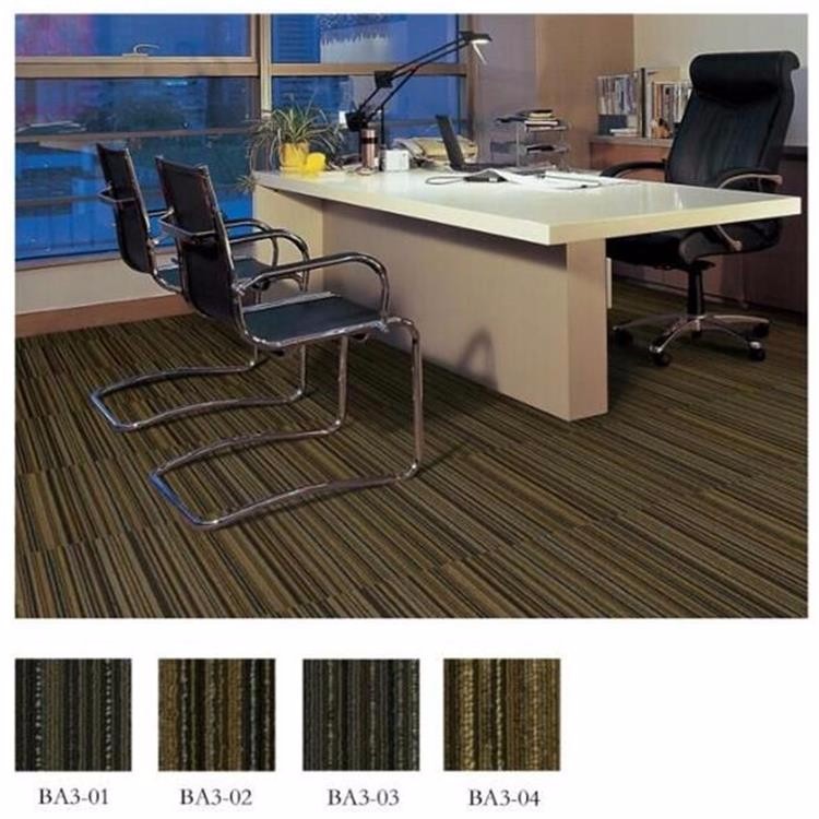 Modern dark colored tufted loop stripe PP carpet tile