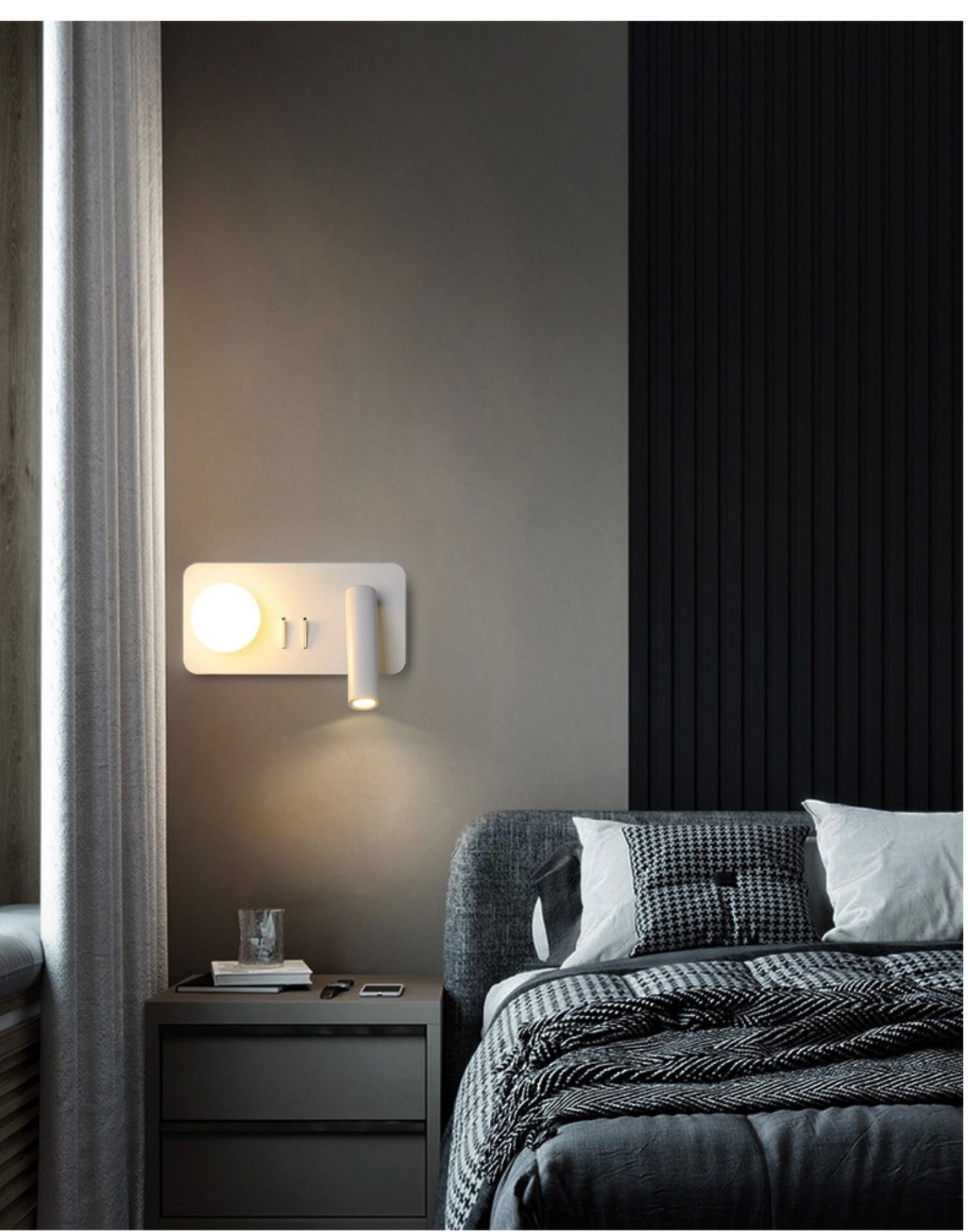 White Reading acrylic ball Wall Lamp 3W +5W Interior Bedroom Bedside Desk Wall Sconce Light Fixture For Indoor Hotel