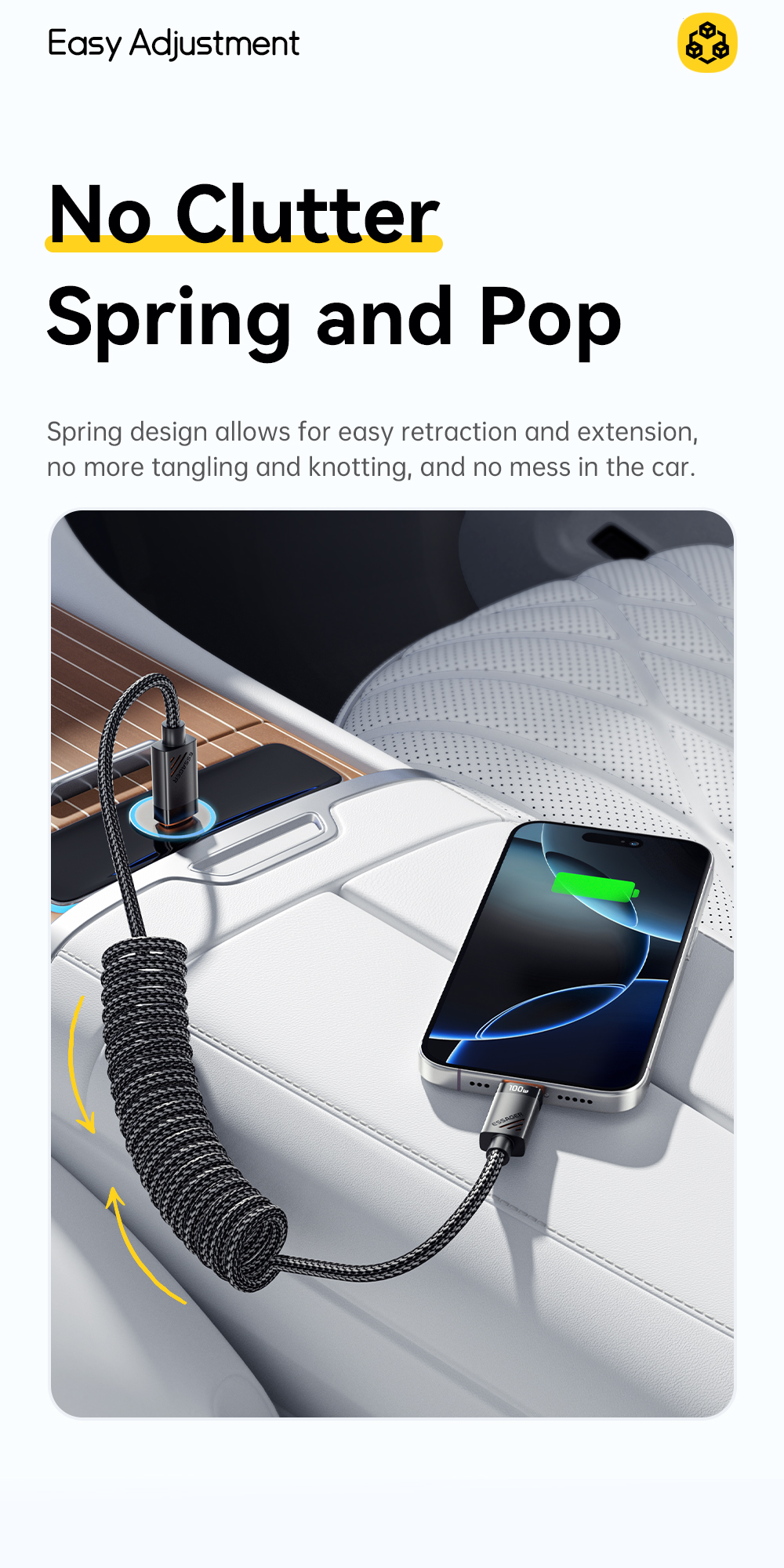ESSAGER ES-X66 60W 100W Spring Style USB C to USB C Cable USB C PD