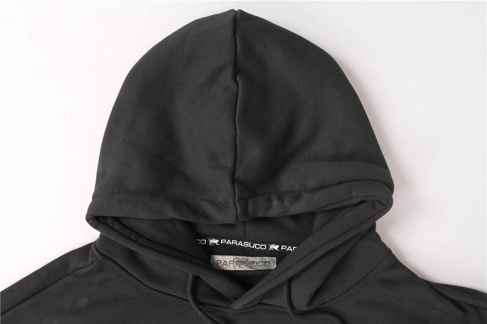 Black Towel Embroidered Mens Hoodie 320gram 65% Polyester 35% Cotton