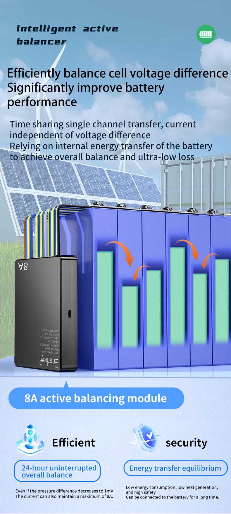 Enerkey 24s 8a Smart Active Balancer 1A-8A Lifepo4 Battery Equalizer