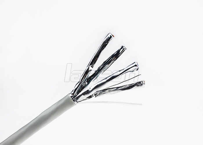 Double Shield Cat 7 Lan Cable 0.57mm Bare Copper 4 Twisted Pair PVC Jacket