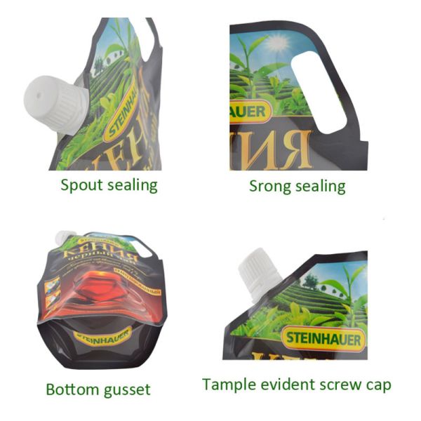 Liquid Beverage Resealable Paper Pouches Spout Reusable Juice Pouch