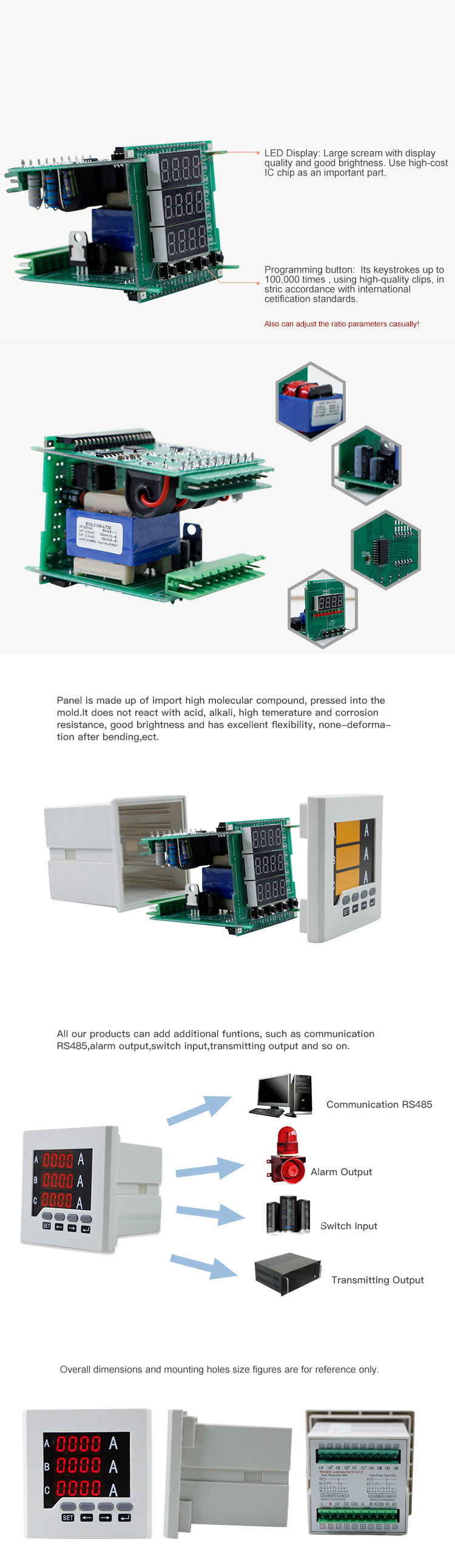 2022 hot sale 3 phase digital ammeter current kwh with RS485