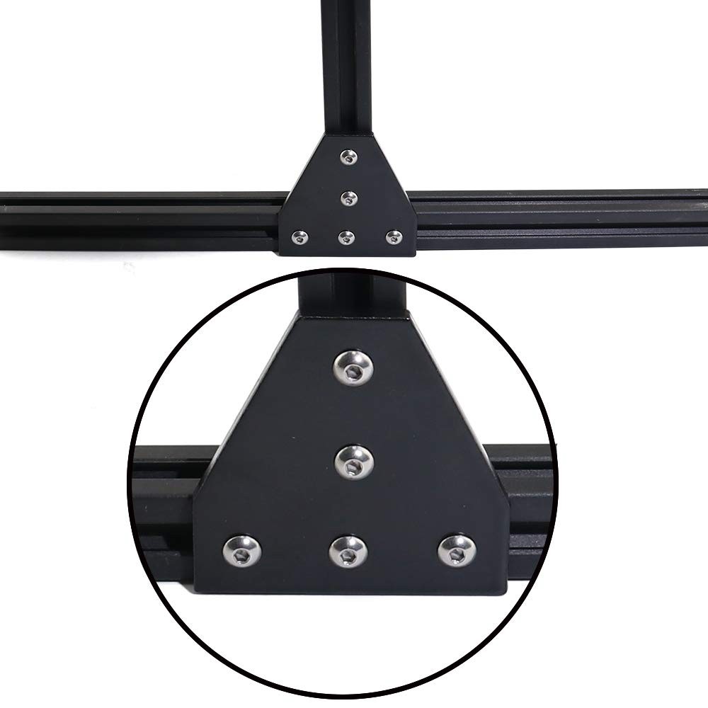 Black Anodized 90 Degree Corner Bracket Plate for 20 x 20mm Aluminum Extrusion Profile