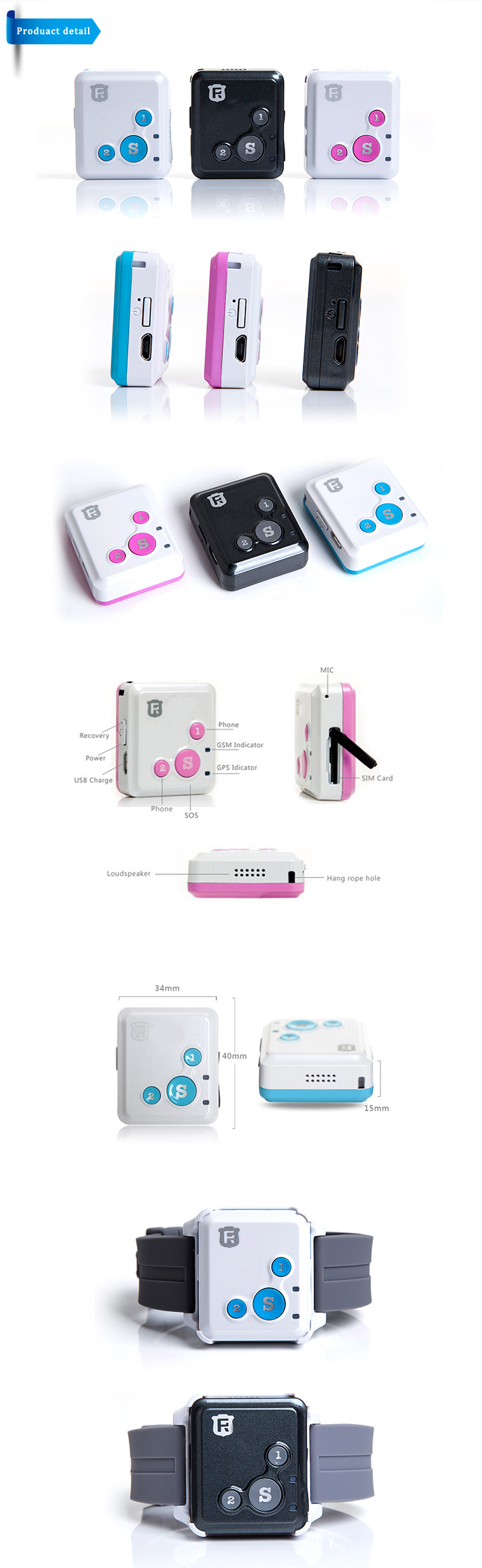 2016 best price mini personal gps tracker hand held use for kids elderly students RF-V16