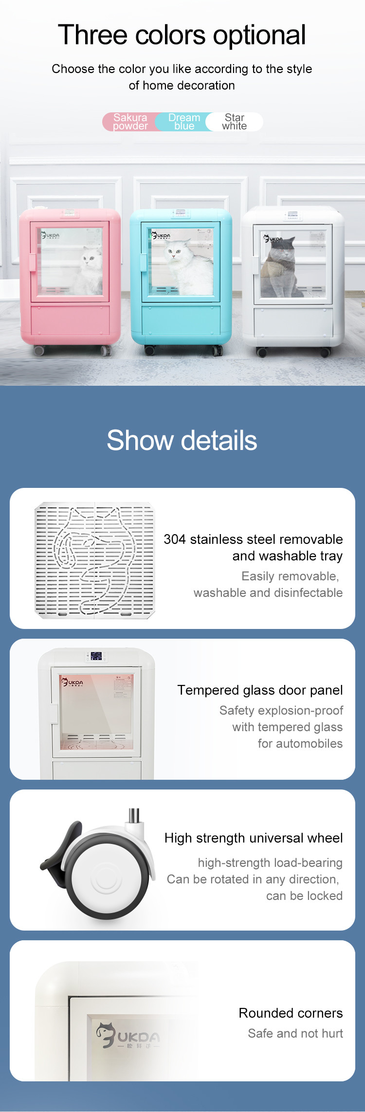Blue Dog Drying Cabinet Automatic Grooming With Temperature Sensor