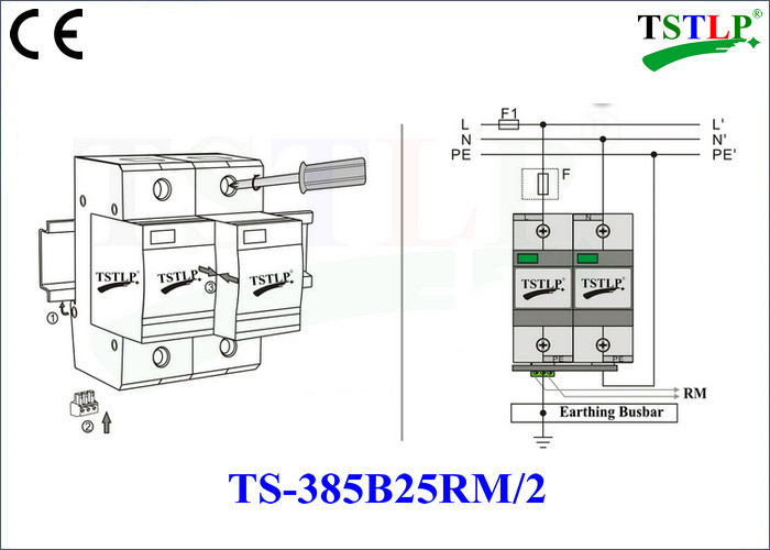 Reliable Single Phase Voltage Surge Protector , In 100ka Surge Protection Device