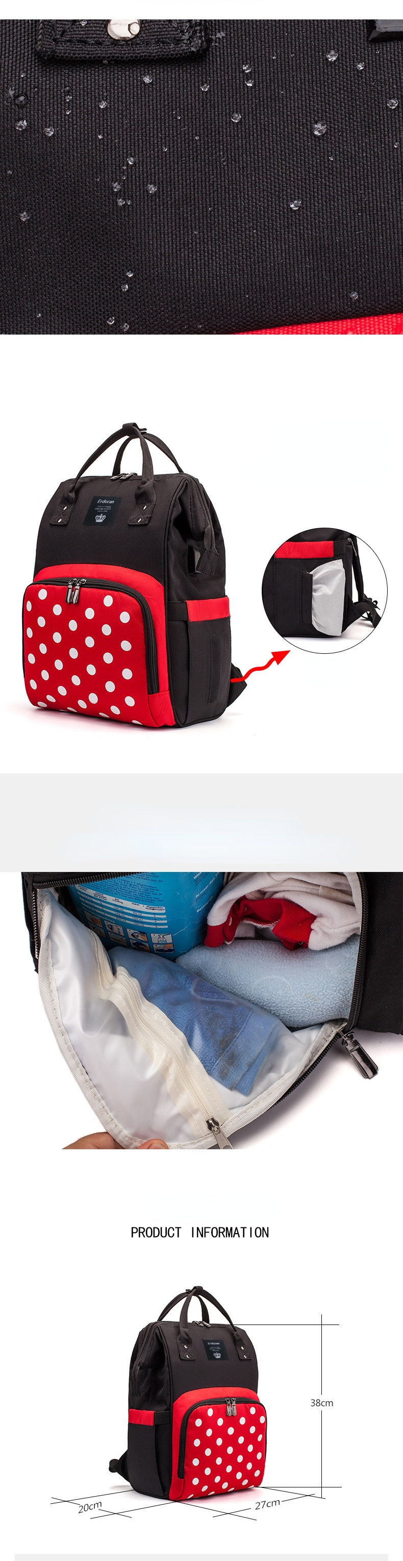 Hot Insulation Mummy Maternity Nappy Bag Waterproof Large Capacity Baby Diaper Bag With Stroller Strap For Baby Care