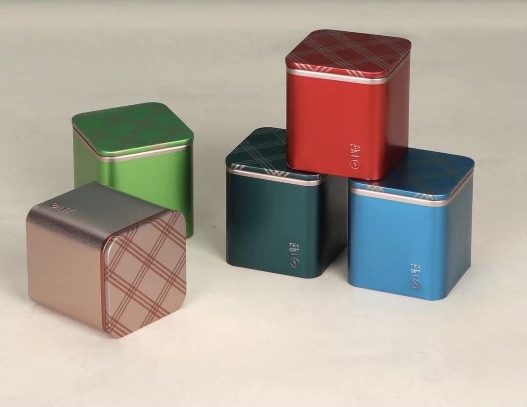 200g Green Tea Tin Box 0.35mm 4 Color Tea Storage Container