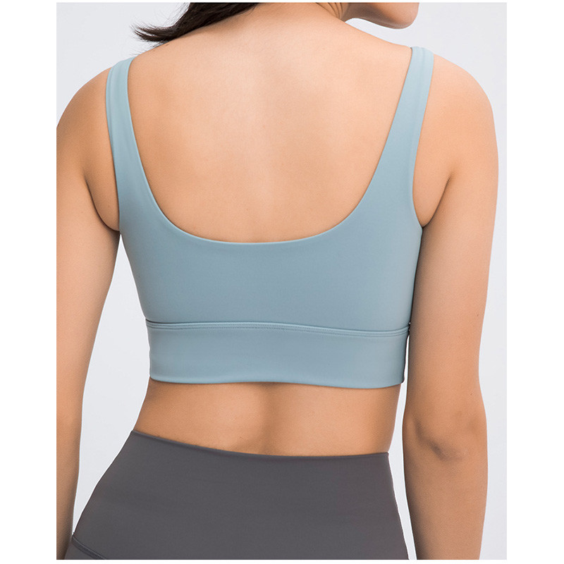 Latest U-Shaped Elastic Women Sports Bra Wide Strap Female Fitness Tank Top With Pad