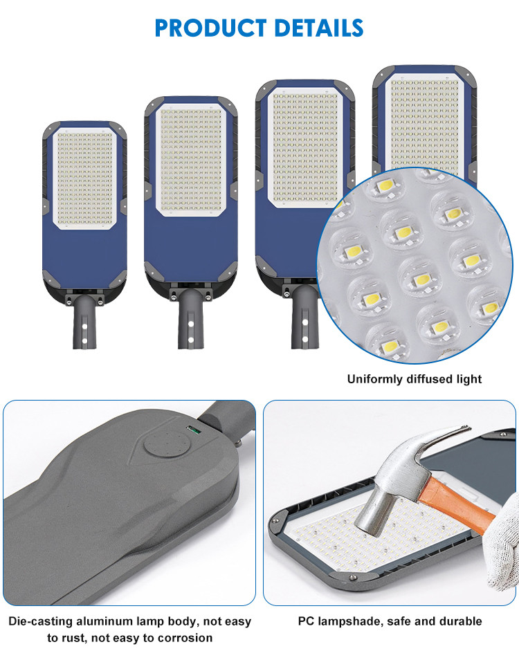 3000K-6500K Dia-Casting Aluminium High Power Led Street Light 50w/100w/150w/200w/250w