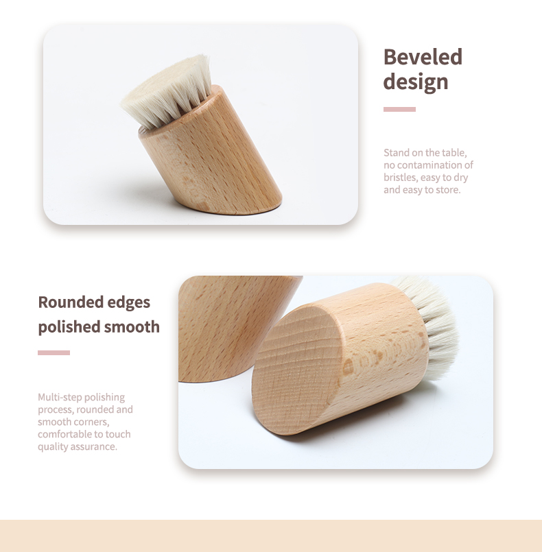 Wooden Handle Facial Cleaning Brush Makeup Remover Brush With Super Soft Goat Bristle