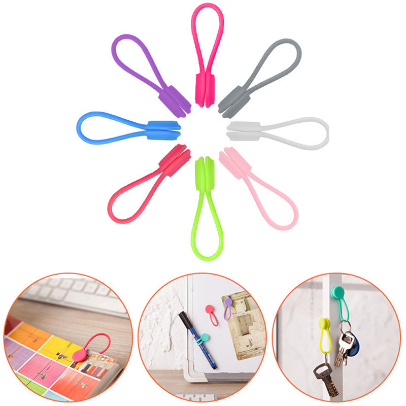 Silicone Magnetic Cable Ties Reusable Cable Organizers Earbuds Cords USB Cable Manager Keeper Wrap Ties Straps Bookmark