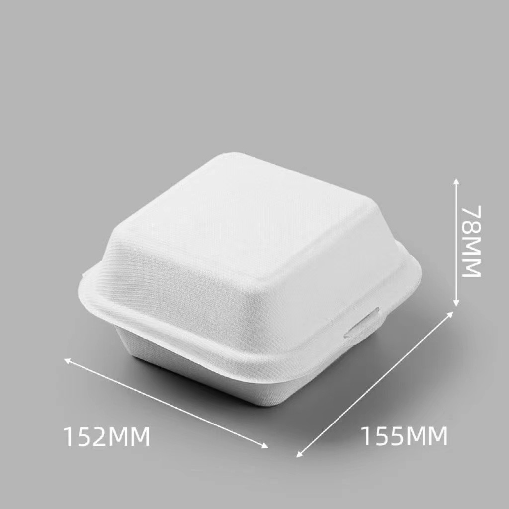Cake Food Container Paper Box Compartment Clamshell Sugarcane Lunch Box