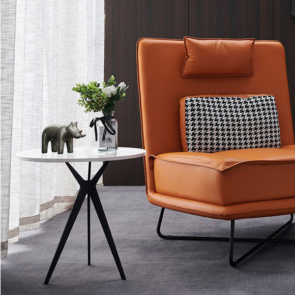 Round Shape Marble Top Side Table Metal Frame For Hotel Living Room