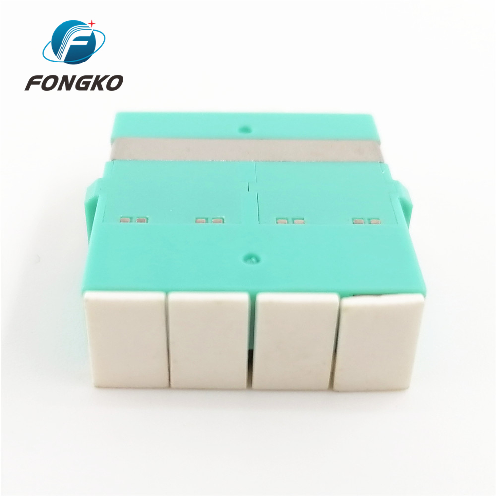 Quad Shuttered OM3 Fiber Optic Cable Adapter Lc Bulkhead Connector For CATV