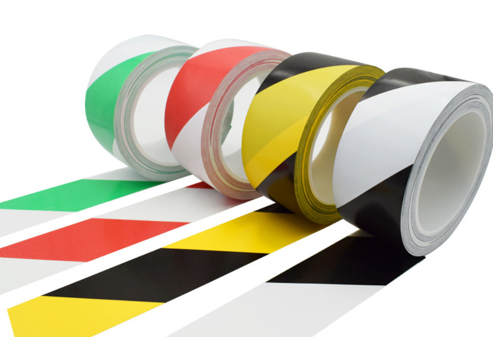 50mm Stripe Floor PVC Warning Tape Black Yellow Insulation Tape For Pipe Plastic