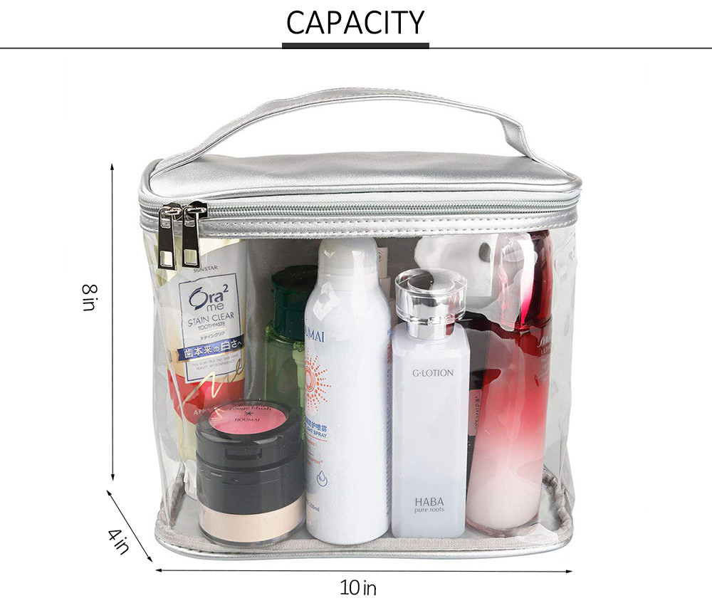 Women PVC Leather Travel Storage Pouch With Handle
