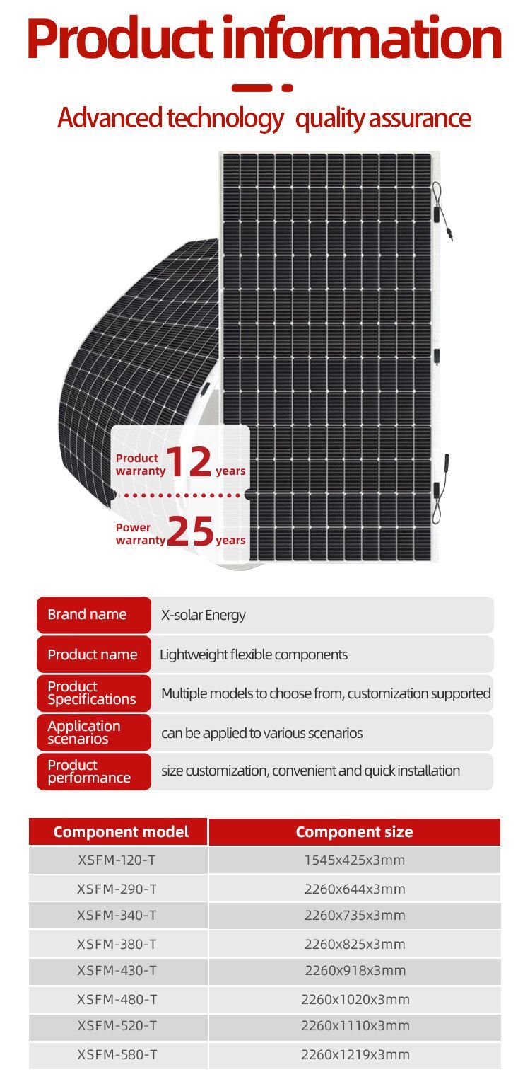 Portabie Customizable Size Monocrystalline Low Power Flexible 520W Soft Solar Power System Hybrid Inverter BIPV Module Photovoltaic Panel