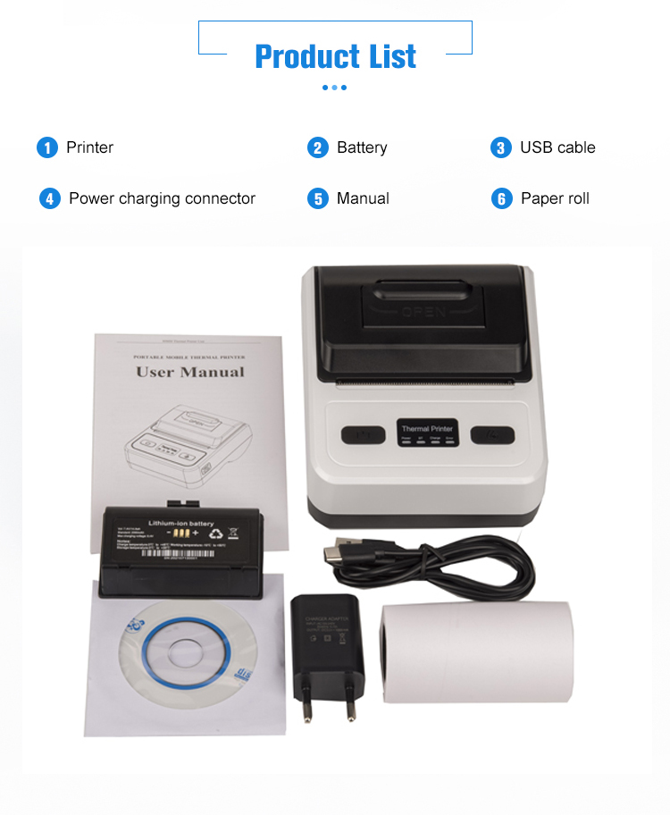 Compact and Portable 80mm Thermal Bill Printer Wireless USB Interface Symbols Content