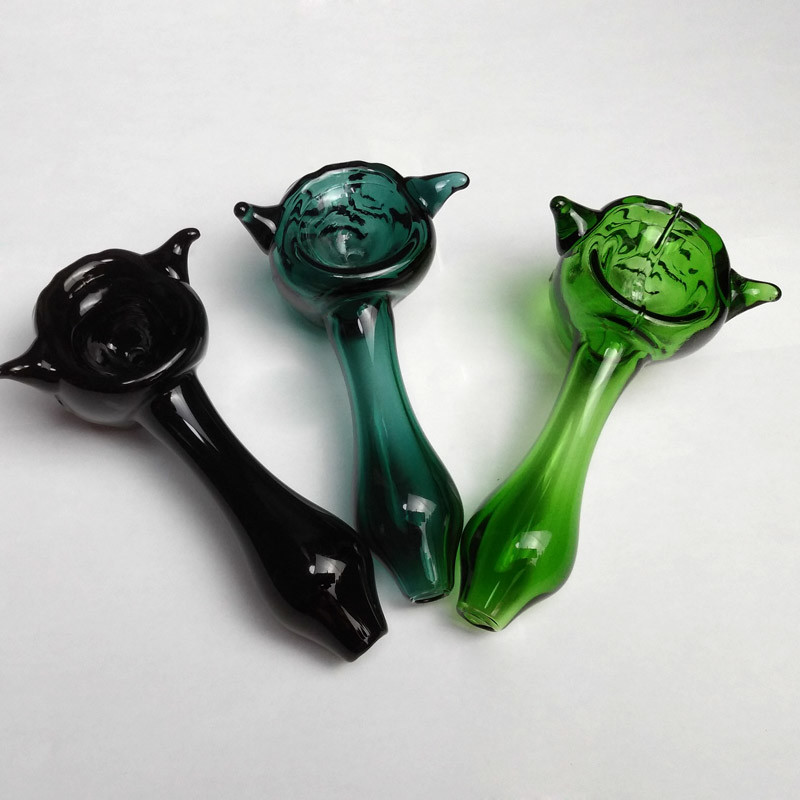 Portable Custom Glass Pipe Smoking Accessories 4.3 Inches Blue / Green Color