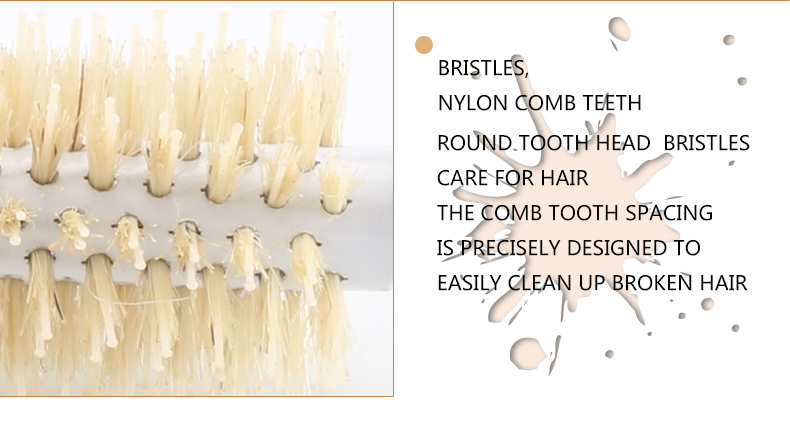 Natural Color Wood Handle Hair Brush Blow Dry Heat Resistant Rolling Curly Hair Brush