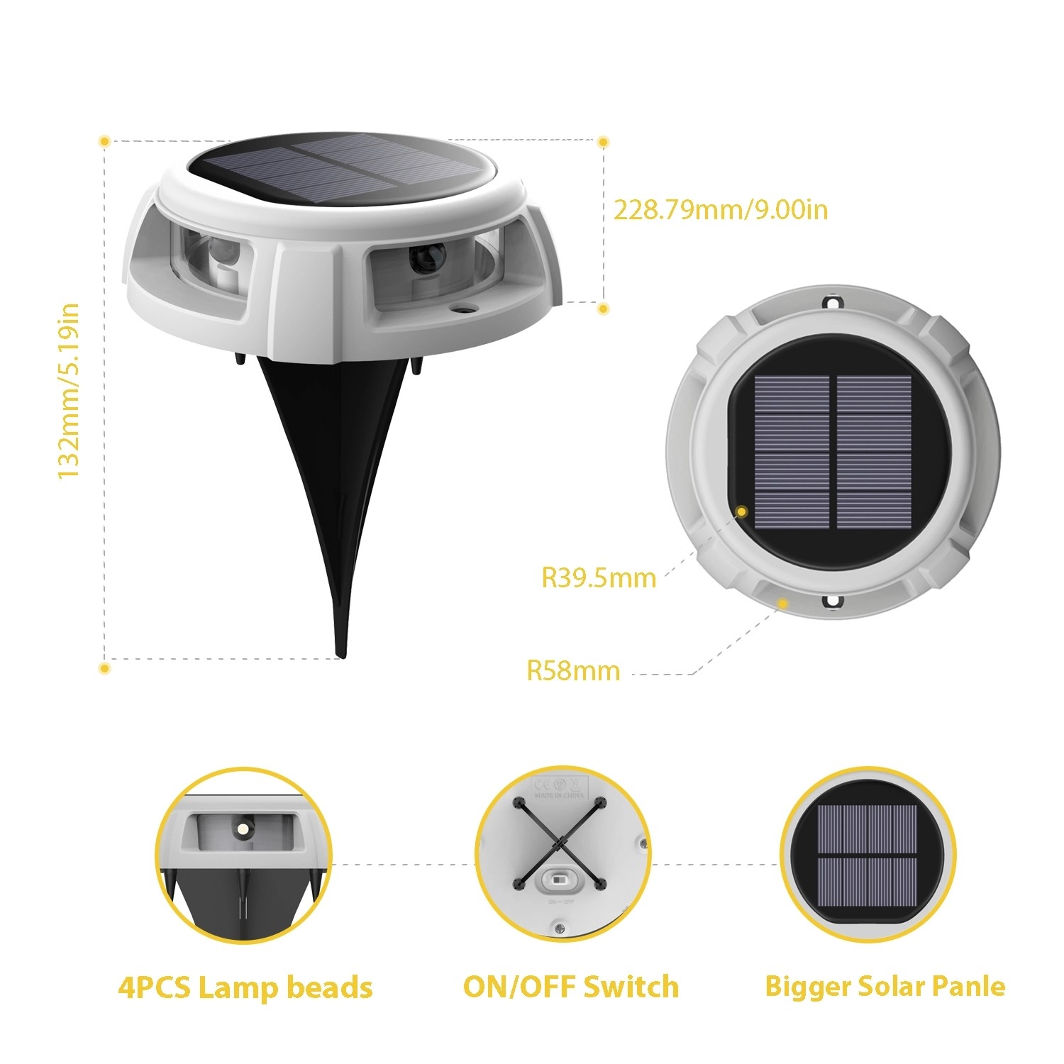 Garden Solar Powered Walkway Lights , Outdoor Ground Solar Lights Rainproof