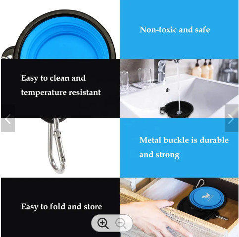 TPE Rubber Slow Feeder Dog Bowl Collapsible Silicone Portable Foldable Raised Dog Bowls