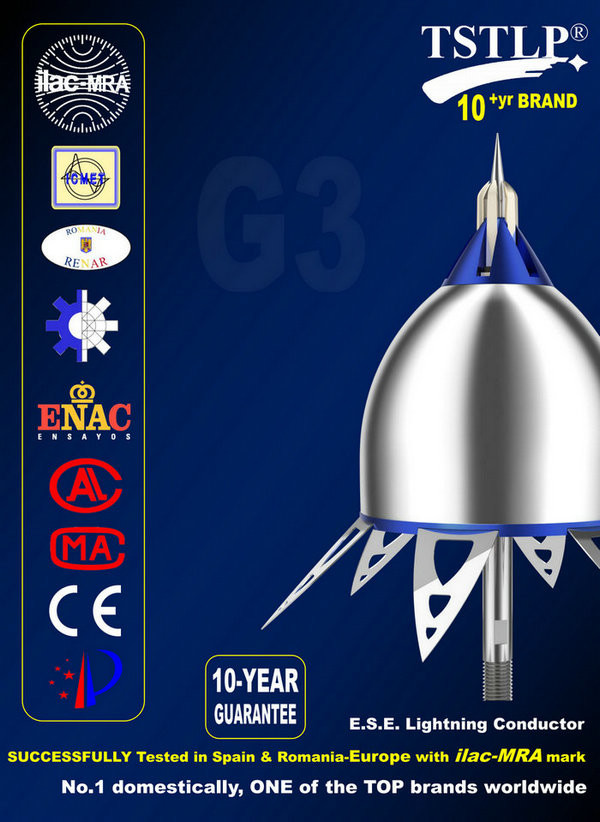 Internationally Tested Self Active Ese Lightning Rod 60μS Long Life