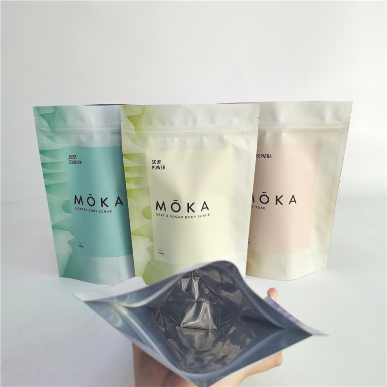 Stand Up Pouch Body Scrub Packaging Bag For Bath Salt With Foil Inside