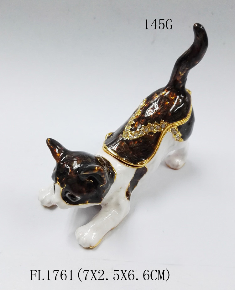 Promotional custom cat animal jewelry box metal cat trinket boxes cat shaped jewelry boxes