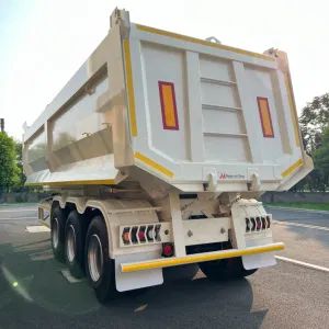 CIMC 4 axles 22/24/26/28/30 ft high strength and durable steel HYVA cylinder offer swift unloading end dump truck semi trailer