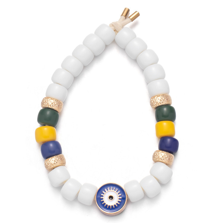 Eve Eyes Enamel Forte Beads Bracelet Elastic Adjustable With 2.0mm Enlarge Hole