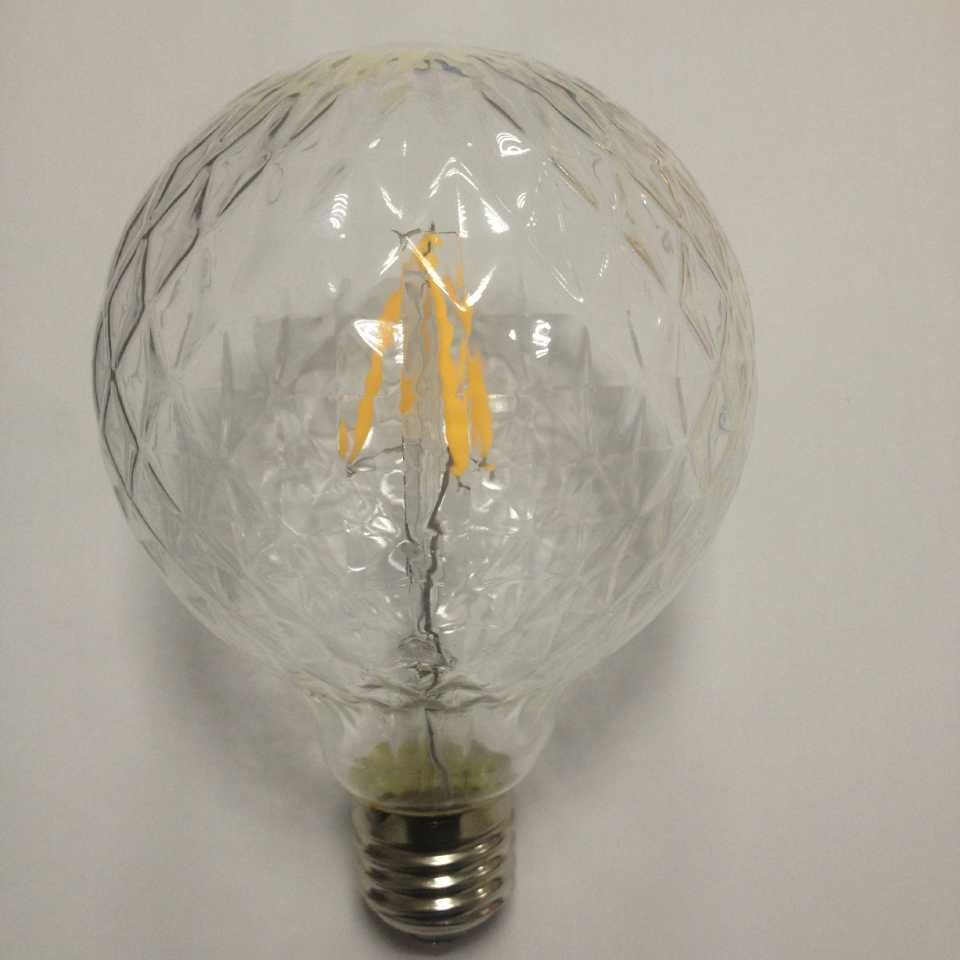 crystal cut LED filament globe bulbs lamps amber smoke glass