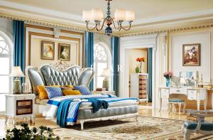 Buy cheap Luxury Classic Upholstered Leather Divan Design King Size European Style Bed product