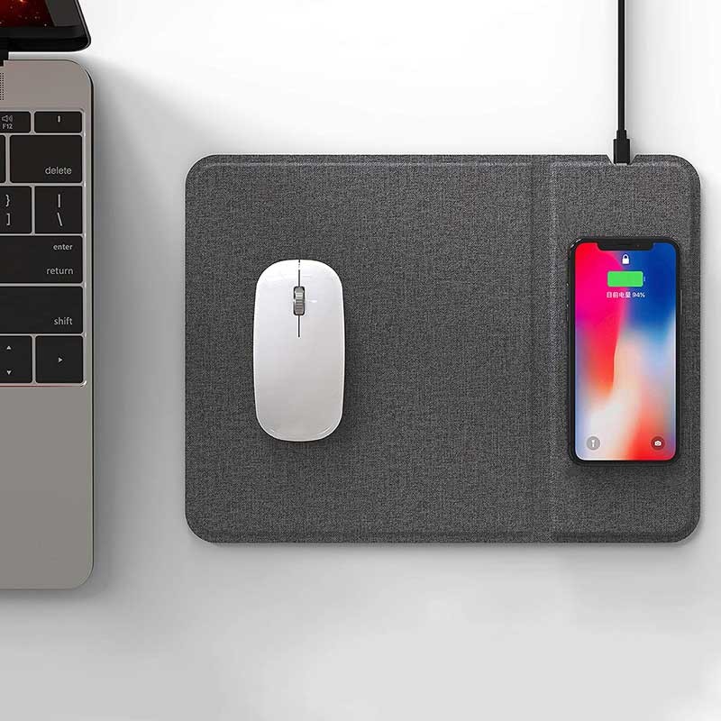 Gray Foldable 10W Wireless Charger Mouse Pad Gifts 300*220*6.5mm