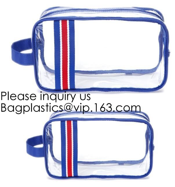 Clear Zipper Pouch with Strap Makeup Bag PVC Cosmetic Pouch,Printing Clear k Cosmetic PVC Pouch, bagease, bagplast