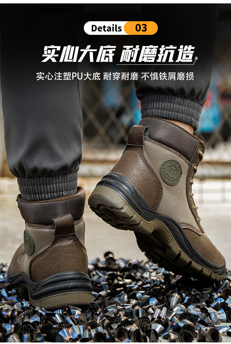 PU Injection Men's Work Boots With Kevlar Midsole And Microfiber Leather Design