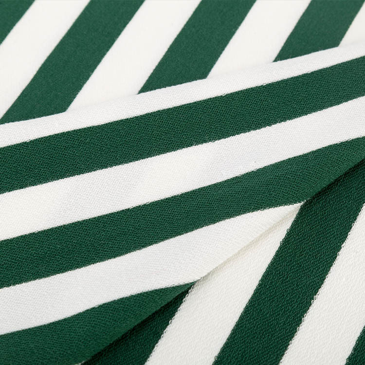 Elastic Lycra Striped Cotton Fabric Twill Green And White Stretch Material