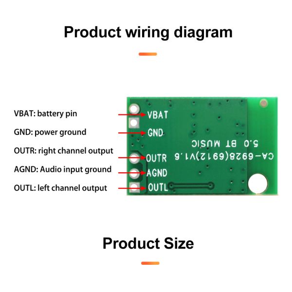 12V DC Power Amplifier Module Board 23*15MM Private Mold NO Bluetooth 5.1 Speaker
