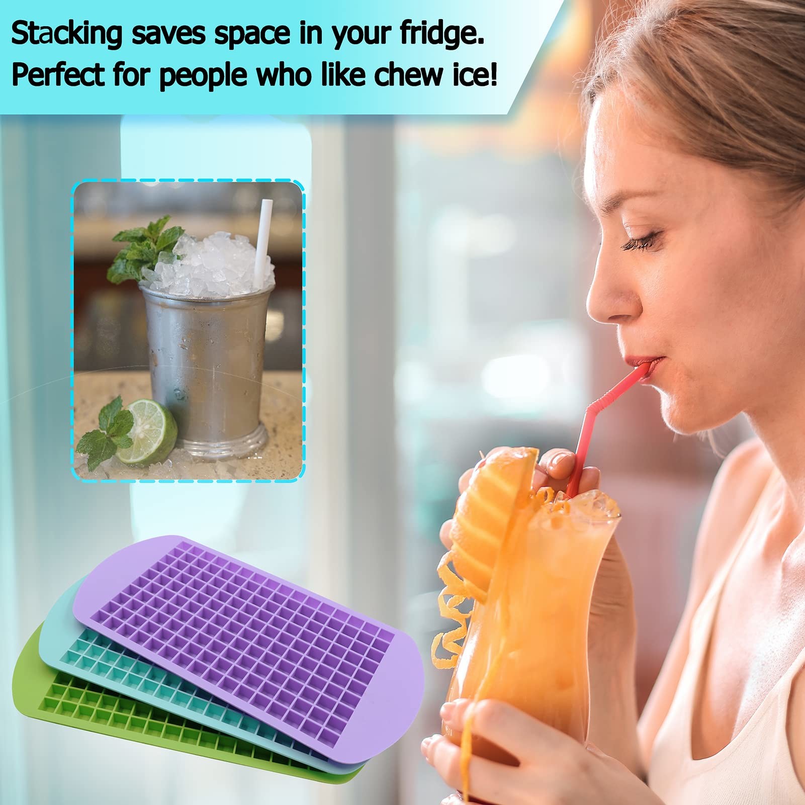 Food Grade Lce Cube Tray With Lid And Bin For Freezer BPA Free Silicone Ice Cube Trays Molds